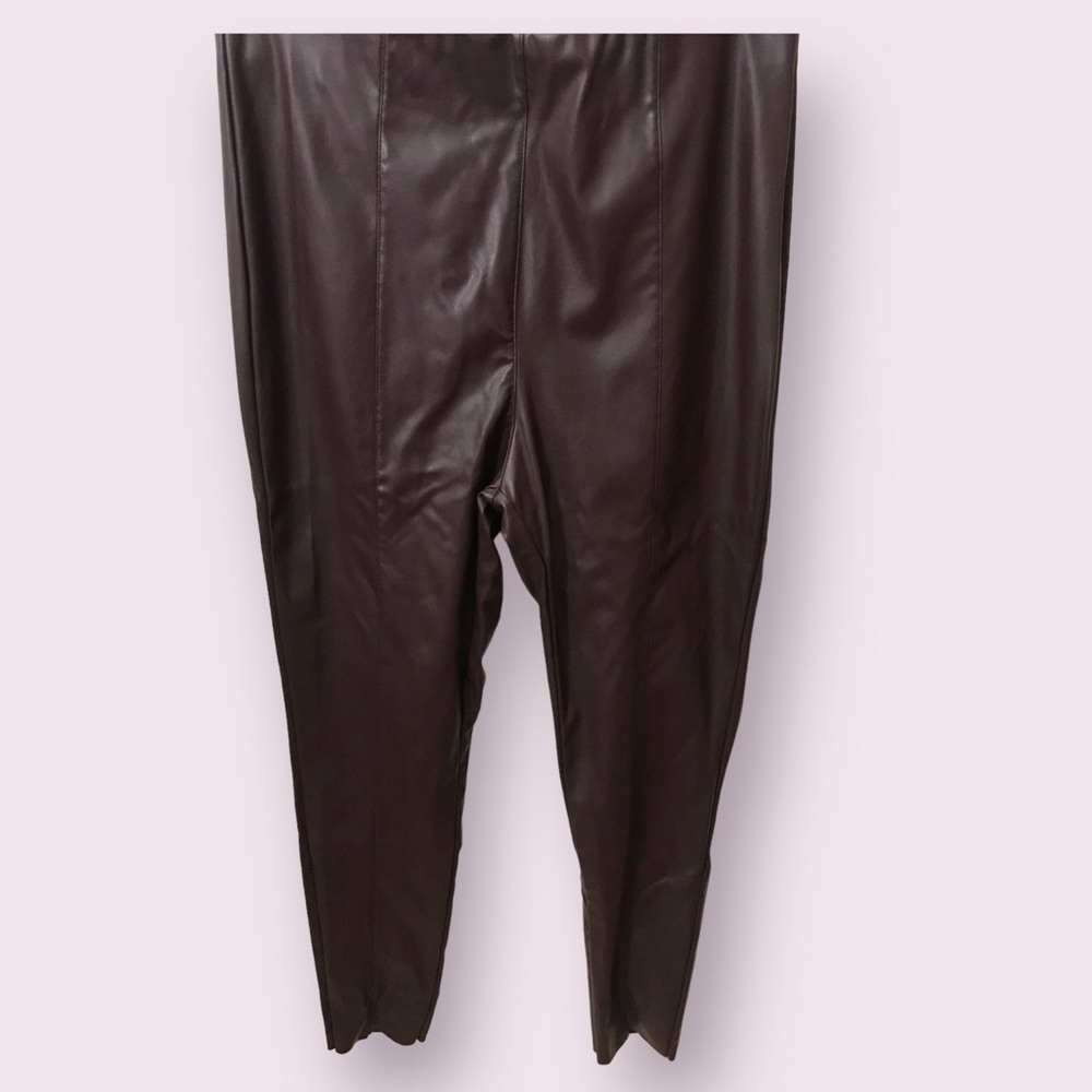 H&m Womens Faux Leather High Waist Solid Elasticized Waistband Leggings Size 12